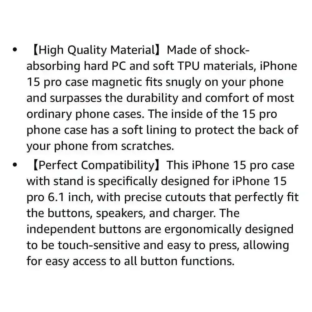 Ring‎ Stand Case for iPhone 15 Pro 6.1” Magnetic Charging Rotatable Kickstand